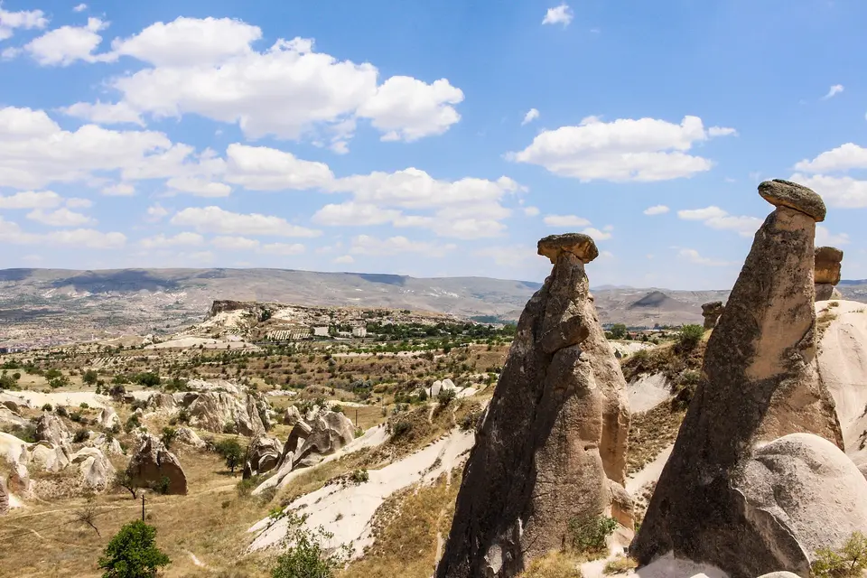 Fairy chimney rock formations near Göreme in Cappadocia